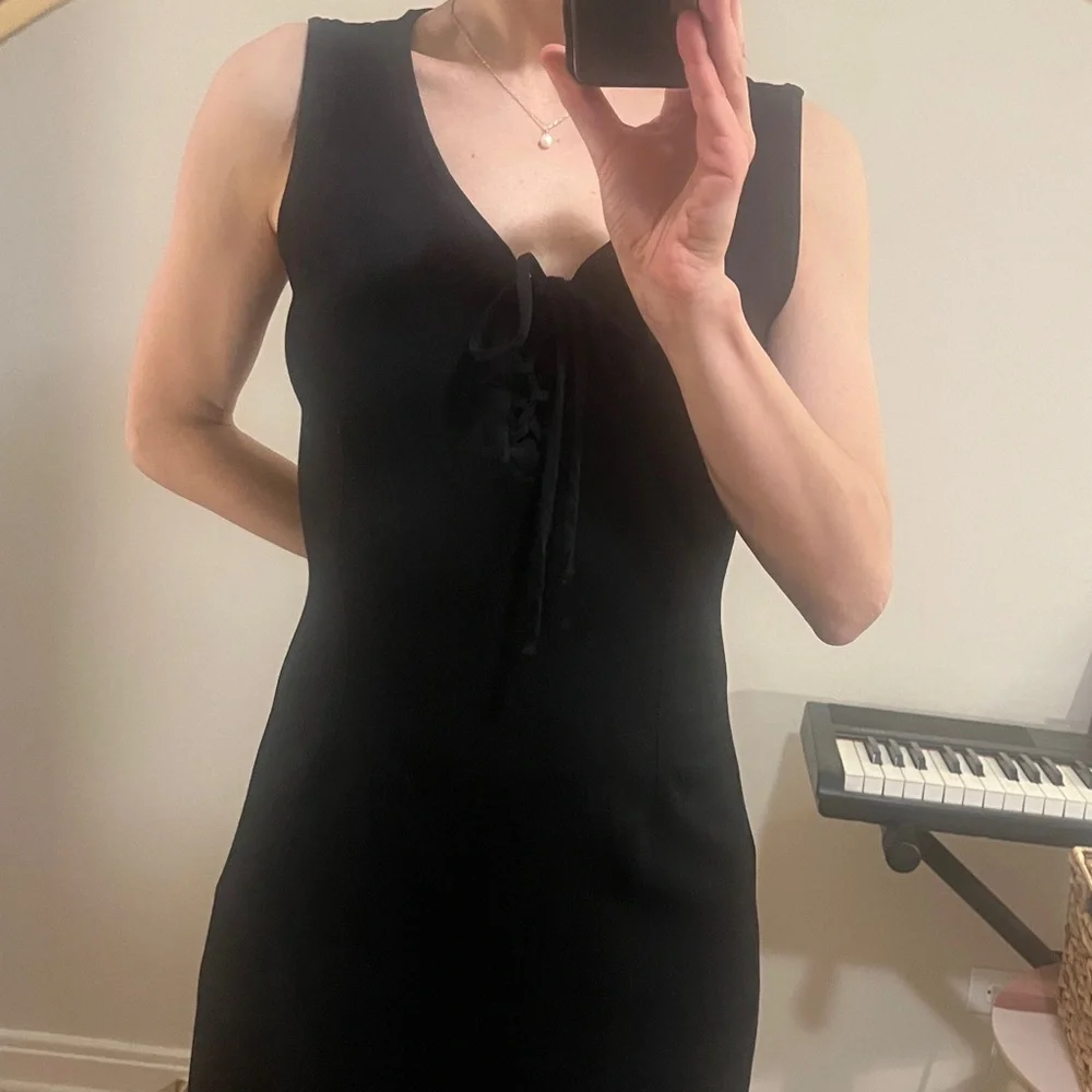 Vintage Y2K Johnny Was Black sleeveless midi dress w embroidery details xs/s - Picture 2 of 10